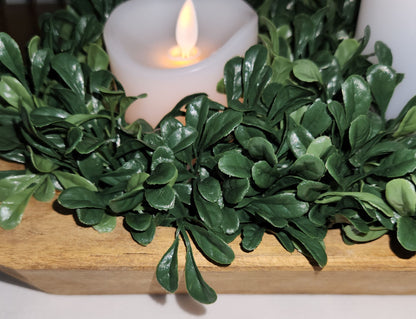 Dough Bowl with Three Ring Wreath and Candles