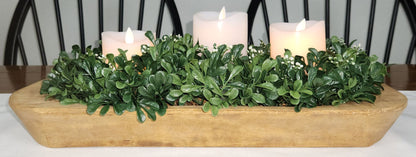 Dough Bowl with Three Ring Wreath and Candles